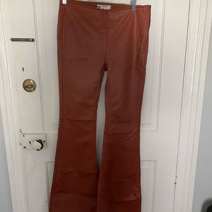 Free people size 28 brown/red leather flare pants